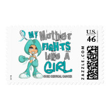 Mother Fights Like Girl Cervical Cancer 42.9.png Postage Stamp