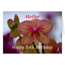 Mother Happy 80th Birthday Phalaenopsis Orchid Greeting Card
