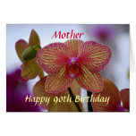 Mother Happy 90th Birthday Striped Orchid Card