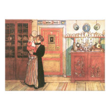 Mother Holding Baby in the Kitchen Invitations