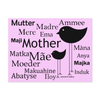 Mother in different languages postcards