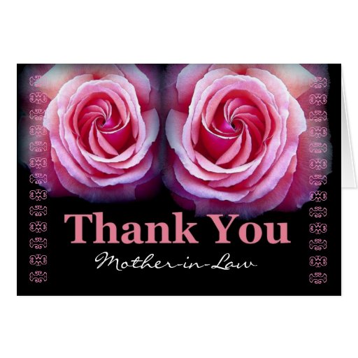 MOTHER-IN-LAW - Wedding Thank You with Pink Roses Card | Zazzle