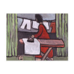 Mother ironing postcard