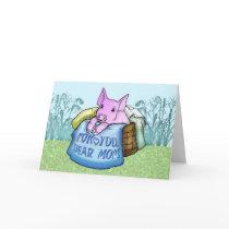 Mother, Mother's Day, Cute Pig in a basket cards