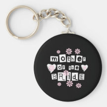 Mother of Bride White on Black Keychains