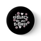 round_button - Mother of the Groom cards, mousepads, keychains, and more with white text, white and pink flowers and hearts design on a black background.