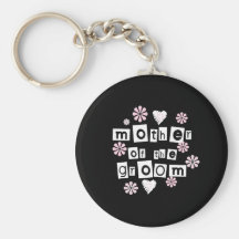 Mother of Groom White on Black Keychains