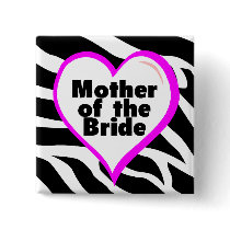 Mother of the Bride (Heart Zebra Stripes) Pin