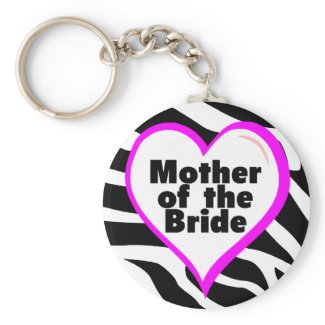 Mother of the Bride (Heart Zebra Stripes) keychain