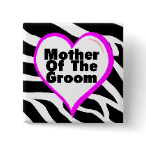 Mother Of The Groom (Heart Zebra Stripes) Button