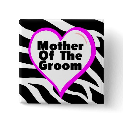 Mother Of The Groom (Heart Zebra Stripes) Button