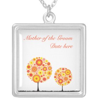 Mother of the Groom Necklace - Orange Flower Wishi zazzle_necklace