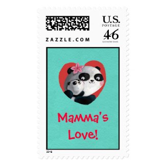 Mother Panda with Baby Postage Stamp