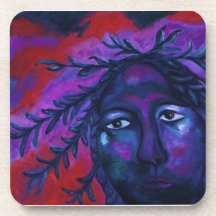 Mother Watching All – Crimson & Violet Compassion Beverage Coaster