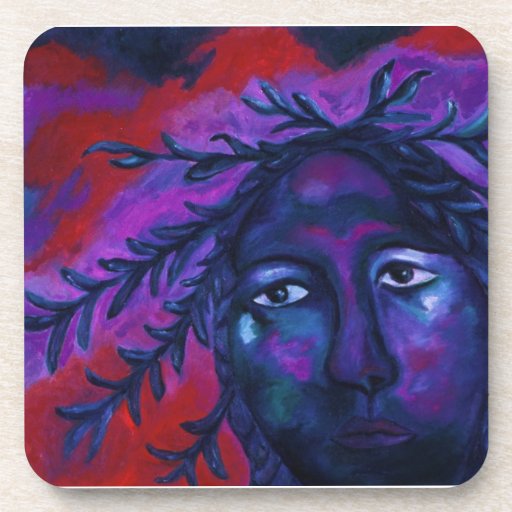 Mother Watching All – Crimson & Violet Compassion Beverage Coaster