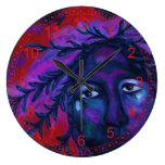 Mother Watching All, Red Violet Compassion Goddess Wall Clocks