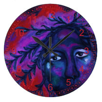 Mother Watching All, Red Violet Compassion Goddess wall clocks