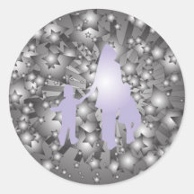 Mother With Children Round Stickers