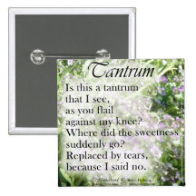 Motherhood Poetry, Tantrum Pinback Button