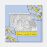 Mothers Day ADD YOUR PHOTO Blue Daisies Fridge Magnet