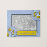 Mothers Day ADD YOUR PHOTO Blue Daisies Puzzle