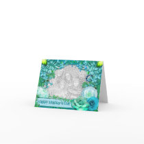 Mothers Day - ADD YOUR PHOTO - Blue Fantasy Greeting Card