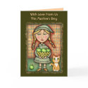 Mother's Day  Apple Girl & Cat Art Greeting Card