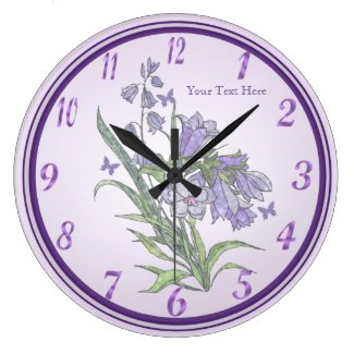 Mothers Day Blue Bell Butterfly Design Wall Clock