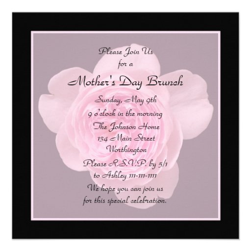 Mother's Day Brunch Invitation -- Pink Rose