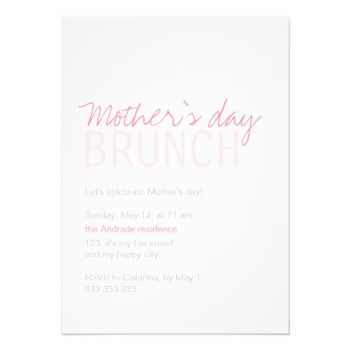 Mothers Day Brunch Pink White Fully Customizable Announcements