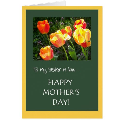 Mother s Day Card For Sister in law Tulips Zazzle