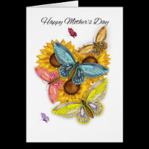 Mother's Day Card With Butterflies And Sunflowers cards