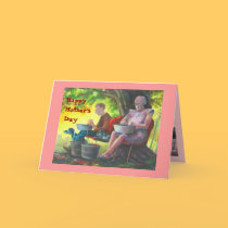 Mother's Day card with shelling peas scene by cheerycherry Mother's Day card with shelling peas scene