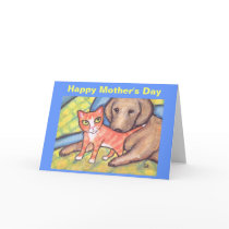 Mother's Day Cat & Dog Greeting Card