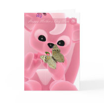 Mother's Day Cute little pink skunk with butterfly cards