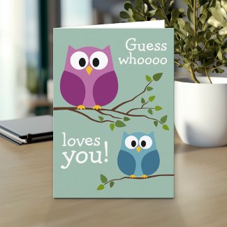 Mothers Day - Cute Owls zazzle_card