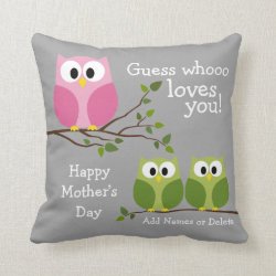 Mothers Day - Cute Owls - Whooo loves you Pillow