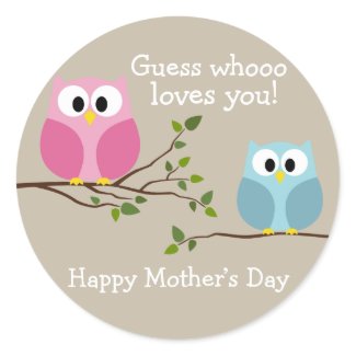 Mothers Day - Cute Owls - Whooo loves you Stickers