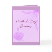 "Mother's Day Greetings" Lavender Flower Basket/Bu Greeting Cards