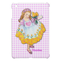 Mother's Day "Love You Mom" Girl with Tulips ipad mini cases