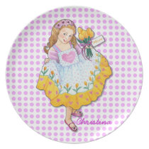 Mother's Day "Love You Mom" Girl with Tulips plates
