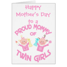Mother's Day Mom of Twin Girls Greeting Card