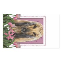 Mothers Day - Pink Tulips - Afghan Rectangular Sticker