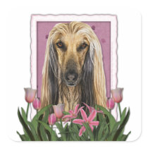 Mothers Day - Pink Tulips - Afghan Sticker