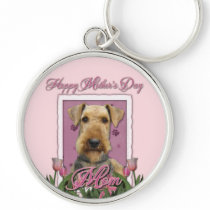 Mothers Day - Pink Tulips - Airedale Key Chain