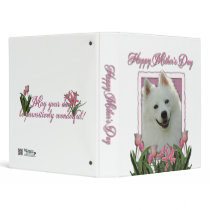 Mothers Day - Pink Tulips - American Eskimo Vinyl Binder