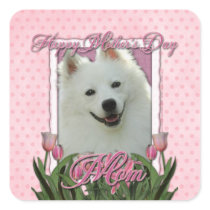 Mothers Day - Pink Tulips - American Eskimo Stickers