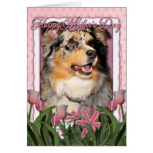 Mothers Day - Pink Tulips - Aussie - Gustine Greeting Card