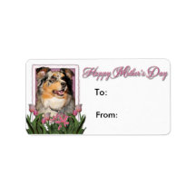 Mothers Day - Pink Tulips - Aussie - Gustine Personalized Address Labels