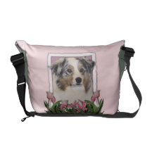 Mothers Day - Pink Tulips - Australia Shepherd Courier Bags